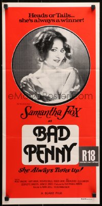 9j604 BAD PENNY Aust daybill 1978 heads or tails, Samantha Fox is always a winner, x-rated, cool image!