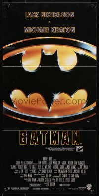 9j610 BATMAN Aust daybill 1989 directed by Tim Burton, Nicholson, Keaton, cool image of Bat logo!
