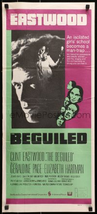 9j617 BEGUILED Aust daybill 1971 psychedelic art of Clint Eastwood & Geraldine Page, Don Siegel