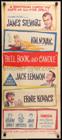 9j618 BELL, BOOK & CANDLE Aust daybill 1958 James Stewart, sexiest witch Kim Novak, Jack Lemmon!