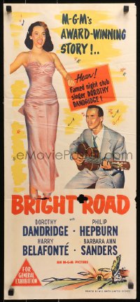 9j640 BRIGHT ROAD Aust daybill 1953 famed nightclub singer Dorothy Dandridge & Harry Belafonte!
