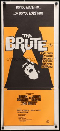 9j643 BRUTE Aust daybill 1977 Sarah Douglas, Julian Glover, violent art!