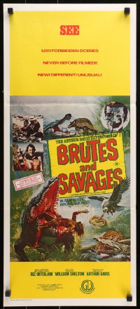 9j644 BRUTES & SAVAGES Aust daybill 1977 wild art of native eaten by huge crocodile and more!