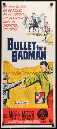 9j646 BULLET FOR A BADMAN Aust daybill 1964 cowboy Audie Murphy is framed for murder by Darren McGavin!