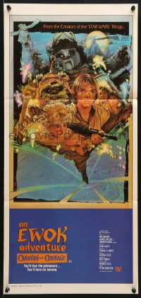 9j658 CARAVAN OF COURAGE Aust daybill 1984 An Ewok Adventure, Star Wars, art by Drew Struzan!