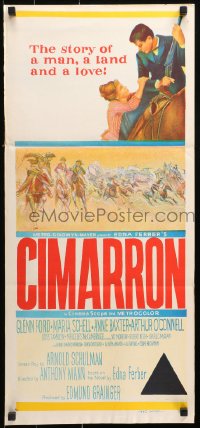 9j673 CIMARRON Aust daybill 1960 Anthony Mann, Glenn Ford, Maria Schell, art!