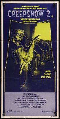 9j689 CREEPSHOW 2 Aust daybill 1987 Tom Savini, great Winters artwork of skeleton Creep in theater!