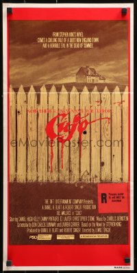9j691 CUJO Aust daybill 1983 Stephen King, artwork of bloody fence & house by Robert Tanenbaum!