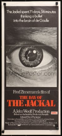 9j695 DAY OF THE JACKAL Aust daybill 1973 Fred Zinnemann assassination classic, killer Edward Fox!