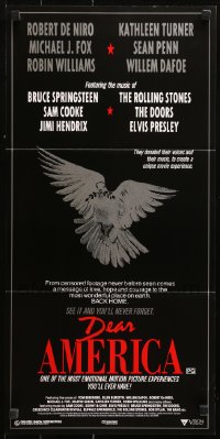 9j698 DEAR AMERICA Aust daybill 1988 Robert De Niro, Michael J. Fox, Sean Penn, Vietnam!