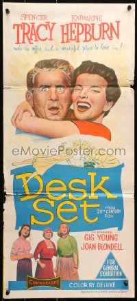 9j701 DESK SET Aust daybill 1957 Tracy & Katharine Hepburn make the office a wonderful place!