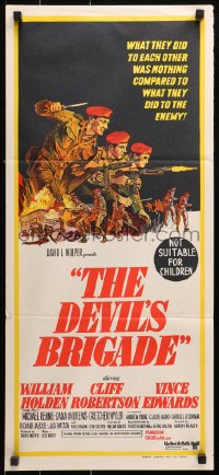 9j702 DEVIL'S BRIGADE Aust daybill 1968 William Holden, Cliff Robertson, Vince Edwards, action art!