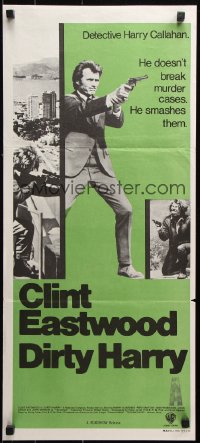 9j703 DIRTY HARRY Aust daybill 1971 Clint Eastwood w/.44 magnum, Don Siegel crime classic!