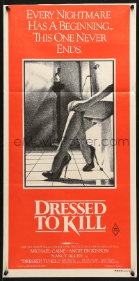9j706 DRESSED TO KILL Aust daybill 1980 Brian De Palma, Michael Caine, Angie Dickinson!