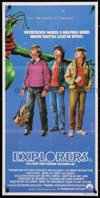 9j722 EXPLORERS Aust daybill 1985 directed by Joe Dante, adventure begins in your own back yard!