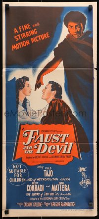 9j727 FAUST & THE DEVIL Aust daybill 1951 La Leggenda di Faust, sold his soul for love of a maiden!