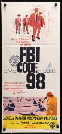 9j728 FBI CODE 98 Aust daybill 1963 Jack Kelly, Ray Danton, Andrew Duggan, g-men with guns!