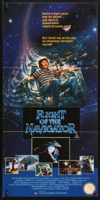 9j736 FLIGHT OF THE NAVIGATOR Aust daybill 1987 Disney sci-fi, art of Joey Cramer in spaceship!