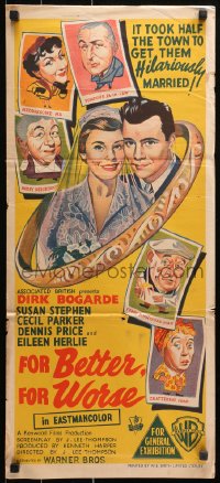 9j737 FOR BETTER, FOR WORSE Aust daybill 1954 completely different art of Dirk Bogarde & cast!