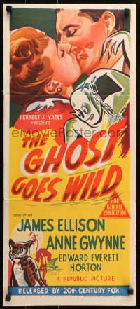 9j744 GHOST GOES WILD Aust daybill 1947 James Ellison, Anne Gwynne, wacky spirit artwork!