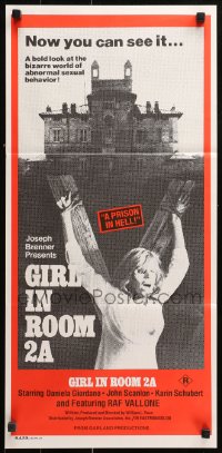 9j747 GIRL IN ROOM 2A Aust daybill 1973 Daniela Giordano, bound woman in bondage horror sex thriller!