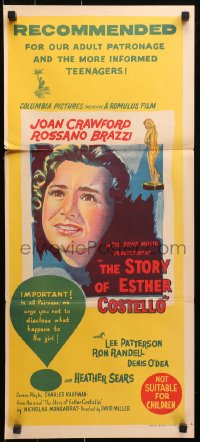 9j750 GOLDEN VIRGIN Aust daybill 1957 deaf/mute Heather Sears, The Story of Esther Costello!