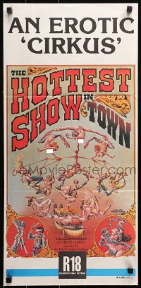 9j777 HOTTEST SHOW IN TOWN Aust daybill 1973 show mixes sex with circus acts, Michael Kanarek art!