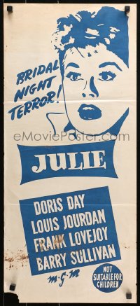 9j796 JULIE Aust daybill R1960s completely different art of Doris Day, bridal night terror!
