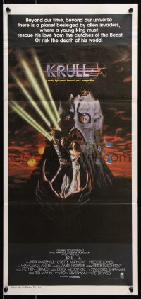 9j800 KRULL Aust daybill 1983 fantasy art of Ken Marshall & Lysette Anthony in monster's hand!