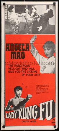 9j803 LADY KUNG FU Aust daybill 1972 unbreakable China doll who gives you the licking of your life!