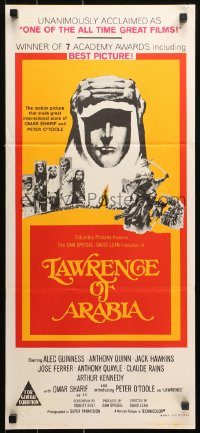 9j807 LAWRENCE OF ARABIA Aust daybill R1970s David Lean classic, winner of 7 Oscars!