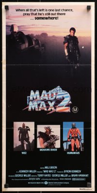 9j818 MAD MAX 2: THE ROAD WARRIOR Aust daybill 1981 George Miller, Mel Gibson returns as Mad Max!