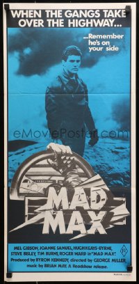 9j817 MAD MAX Aust daybill 1979 George Miller post-apocalyptic classic, Gibson, blue matte style!