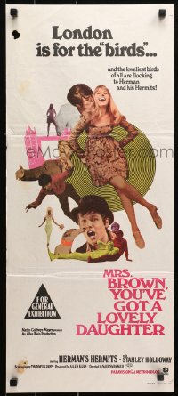 9j830 MRS BROWN YOU'VE GOT A LOVELY DAUGHTER Aust daybill 1968 different image of Noone & cast!