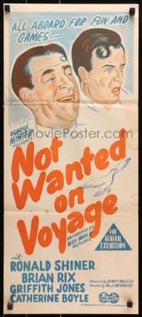 9j839 NOT WANTED ON VOYAGE Aust daybill 1959 Ronald Shiner, Brian Rix, Axel Holm art!!