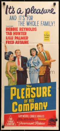 9j863 PLEASURE OF HIS COMPANY Aust daybill 1961 Astaire, Debbie Reynolds, Lilli Palmer, Tab Hunter!