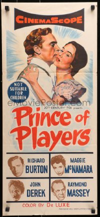 9j867 PRINCE OF PLAYERS Aust daybill 1955 Richard Burton as Edwin Booth, greatest stage actor ever!