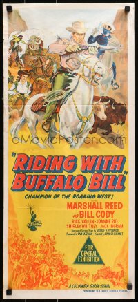 9j887 RIDING WITH BUFFALO BILL Aust daybill 1954 Columbia serial starring hero who really lived!