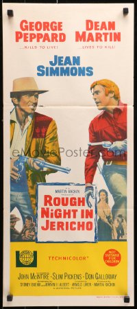 9j893 ROUGH NIGHT IN JERICHO Aust daybill 1967 Dean Martin & George Peppard with guns drawn!