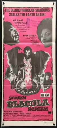 9j897 SCREAM BLACULA SCREAM Aust daybill 1973 image of black vampire William Marshall & Pam Grier!