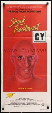 9j904 SHOCK TREATMENT Aust daybill 1981 Rocky Horror follow-up, great artwork of demented doctor!