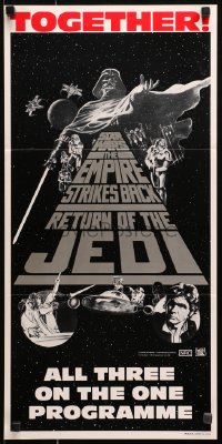 9j919 STAR WARS TRILOGY Aust daybill 1983 George Lucas, Empire Strikes Back, Return of the Jedi!