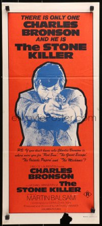 9j921 STONE KILLER Aust daybill 1973 Charles Bronson is a cop who plays dirty shooting gun!