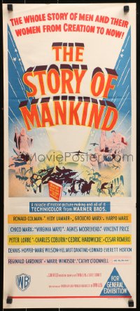 9j923 STORY OF MANKIND Aust daybill 1957 Ronald Colman, the Marx Bros., the BIG BIG BIG story!