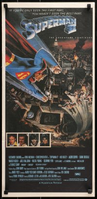 9j928 SUPERMAN II Aust daybill 1981 Christopher Reeve, Terence Stamp, cool art by Daniel Goozee!