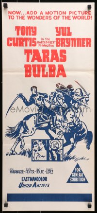 9j937 TARAS BULBA 2nd printing Aust daybill 1963 Tony Curtis & Yul Brynner, wonders of the world!