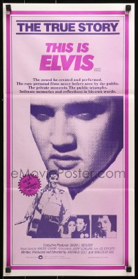 9j942 THIS IS ELVIS Aust daybill 1981 Elvis Presley rock 'n' roll biography, portrait of The King!