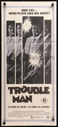 9j957 TROUBLE MAN Aust daybill 1972 action art of Robert Hooks, one cat who plays like an army!