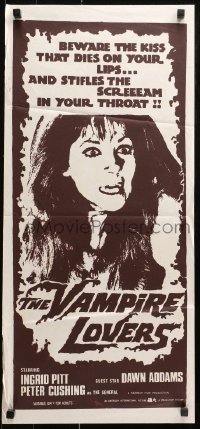 9j972 VAMPIRE LOVERS Aust daybill 1970 Hammer, Ingrid Pitt, stifle the screeeam in your throat!