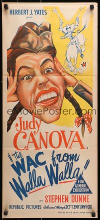 9j977 WAC FROM WALLA WALLA Aust daybill 1952 artwork of wacky Judy Canova, Queen of the Cowgirls!
